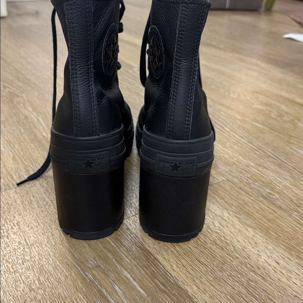 Converse Chuck 70 De Luxe Heel Leather Black Monochrome Sneaker Boot size 10 - Picture 10 of 13